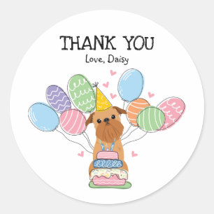 Sticker Rond Bruxelles Griffon Anniversaire Fête Favoriser Tags