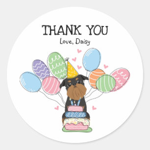 Sticker Rond Bruxelles Griffon Anniversaire Fête Favoriser Tags