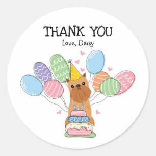 Sticker Rond Bruxelles Griffon Anniversaire Fête Favoriser Tags