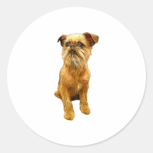 Sticker Rond Bruxelles Griffon Bruxellois mignon Chien chiot