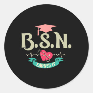 Sticker Rond Bsn A Obtenu Son Diplôme D'Infirmière Supérieure E