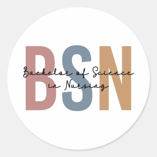 Sticker Rond BSN Bachelor of Science in Nursing Graduation (Devant)