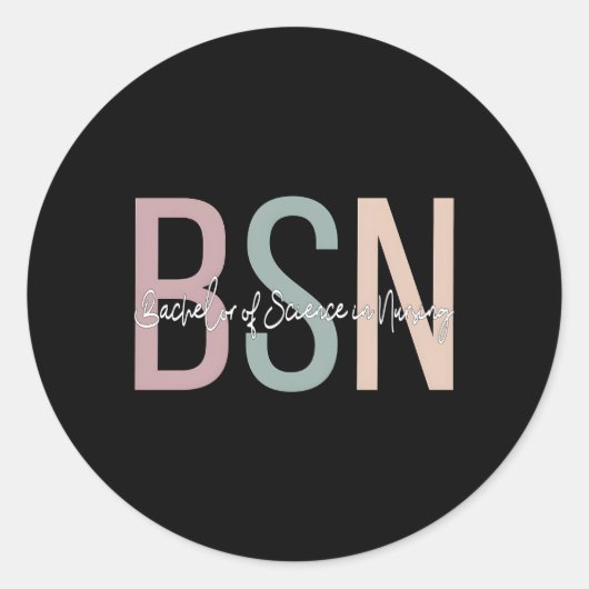 Sticker Rond Bsn Boho Baccalauréat En Sciences Infirmières (Devant)