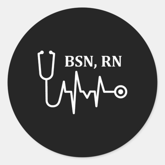 Sticker Rond Bsn Rn Infirmière inscrite Stéthoscope Médicale He (Devant)