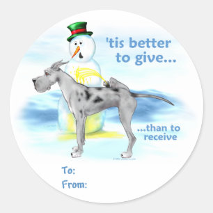Sticker Rond BTG Merle Great Dane Tags cadeaux