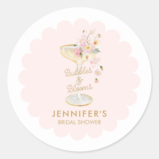 Sticker Rond Bubble and Blooms Bridal Shower Favor (Devant)