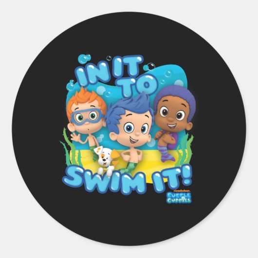 Sticker Rond Bubble Guppies dedans Pour Le Nager (Devant)