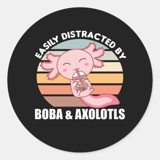 Sticker Rond Bubble Thé Axolotl Chocolat Sweet Animaux Boba (Devant)