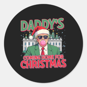 Sticker Rond Bubblegum Trump souffler bulle gomme Noël rose