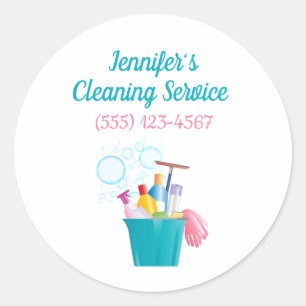 Sticker Rond Bubbles Nettoyage Fournitures Services de Nettoyag