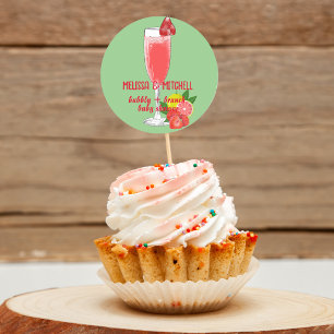 Sticker Rond Bubbly et brunch baby shower cupcake toppers