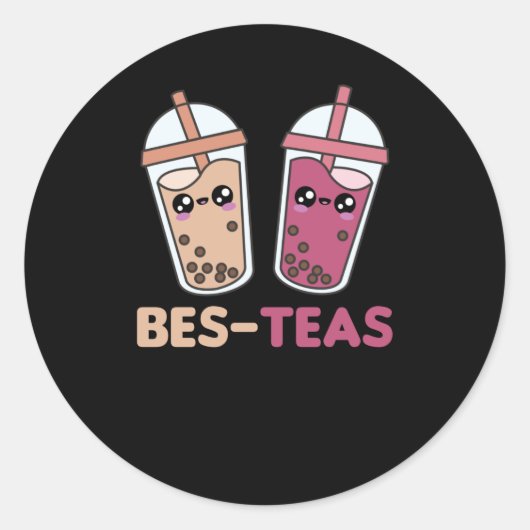 Sticker Rond Buble Tea Best Friends Party Partner Boba (Devant)