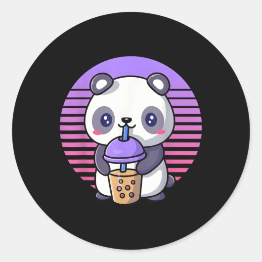 Sticker Rond Buble Tea Kawaii Panda Boba (Devant)