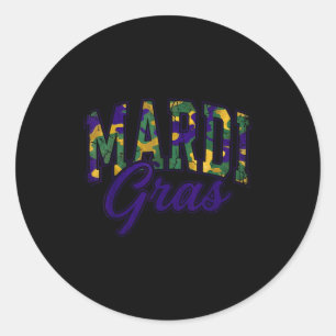 Sticker Rond Buck Chasse Camouflé Mardi Gras