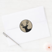 Sticker Rond Buck Deer Noir Silhouette -N'Importe Quelle Couleu (Enveloppe)