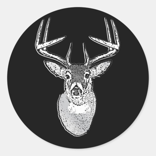 Sticker Rond Buck on Black White Tail Deer (Devant)