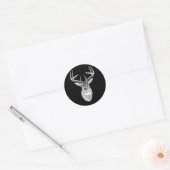 Sticker Rond Buck on Black White Tail Deer (Enveloppe)