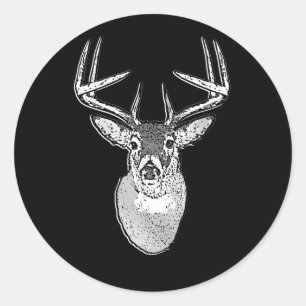 Sticker Rond Buck sur noir design White Tail Deer