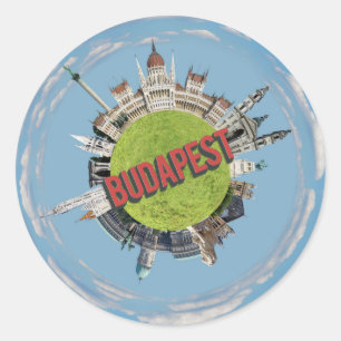 Sticker Rond Budapest ville hongrie petite planète Voyage
