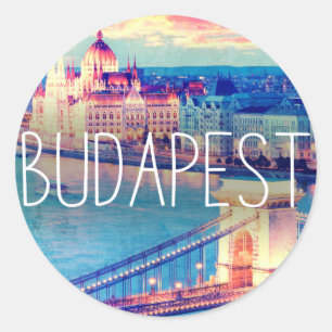 Sticker Rond Budapest vintage, cercle