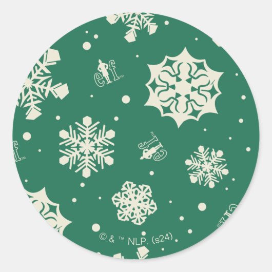 Sticker Rond Buddy le Motif Elf Snowflake (Devant)
