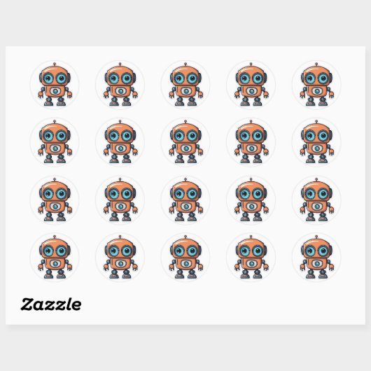 Sticker Rond Buddy Robot (Feuille)