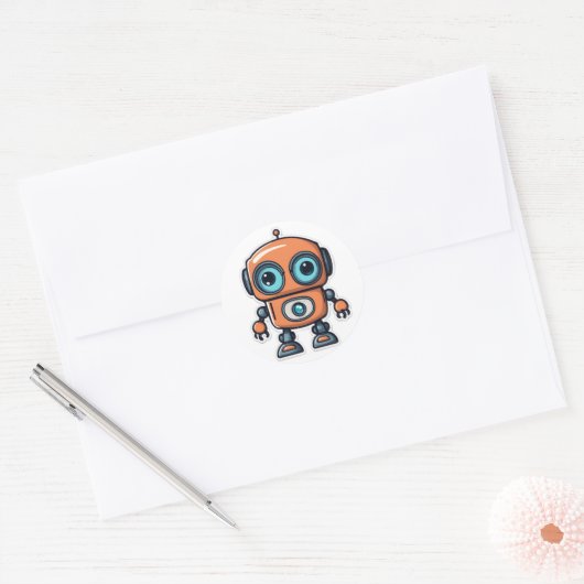 Sticker Rond Buddy Robot (Enveloppe)