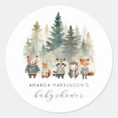 Sticker Rond Budget Baby shower d'aquarelle des bois (Devant)
