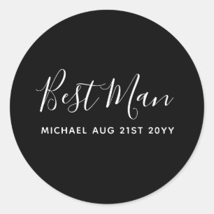 Sticker Rond BUDGET Bestman Groomsman DONS Classique Noir
