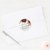 Sticker Rond Budget Bourgogne Orange Chute Mariage Floral (Enveloppe)