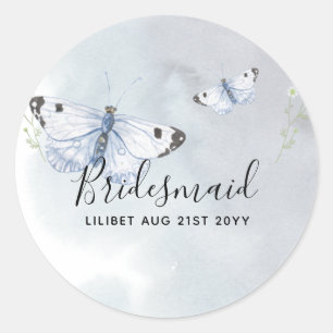 Sticker Rond BUDGET Bridesmaid Parti de mariage Dons BUTTERFLIT