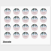 Sticker Rond Budget de mariage floral rose poudré et bleu pouss (Feuille)