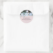 Sticker Rond Budget de mariage floral rose poudré et bleu pouss (Sac)