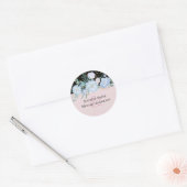 Sticker Rond Budget de mariage floral rose poudré et bleu pouss (Enveloppe)