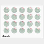 Sticker Rond Budget du script de Mariage floral rose vif (Feuille)