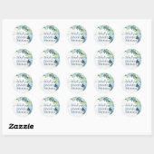 Sticker Rond Budget Dusty Blue Flowers Sage Mariage (Feuille)