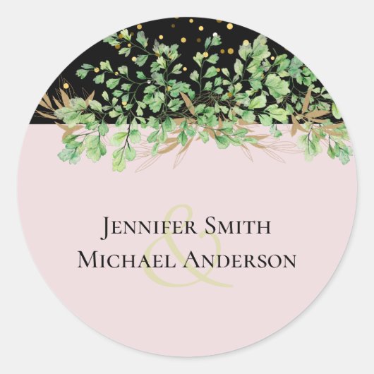 Sticker Rond Budget Greenery Feuille Night Sky Mariage (Devant)