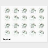 Sticker Rond Budget Mariage Feuille de White Roses Sage Eucalyp (Feuille)