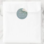 Sticker Rond Budget Mariage Feuille de White Roses Sage Eucalyp (Sac)