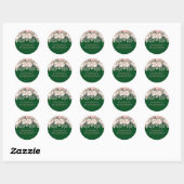 Sticker Rond Budget Mariage végétal rose vert (Feuille)