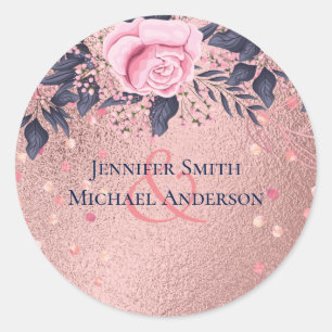 Sticker Rond BUDGET Rosegold Bleu rose MARIAGE Fille Glam