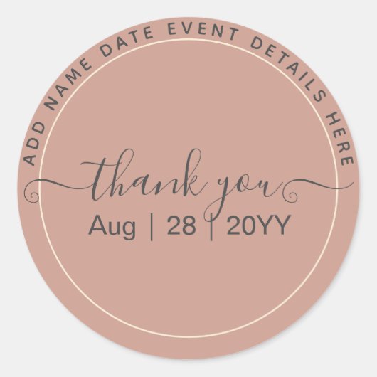 Sticker Rond BUDGET Terracotta Monochrome Mariage (Devant)