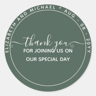 Sticker Rond BUDGET Vert Remerciement Favori Monochrome