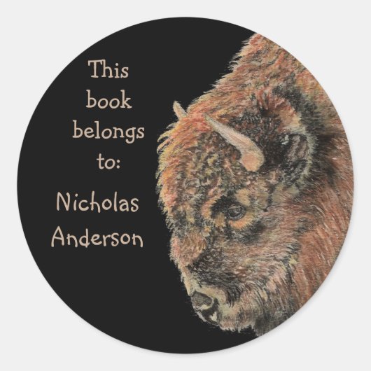 Sticker Rond Buffalo Bison Animal Wildlife Boplate (Devant)