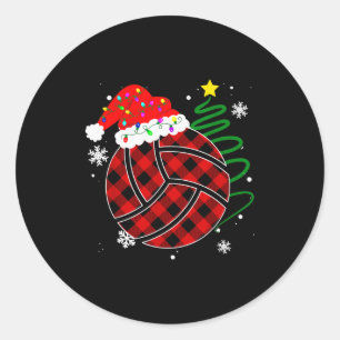 Sticker Rond Buffalo carreau rouge volley-ball Noël Srt Xmas Py