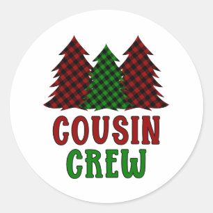Sticker Rond Buffalo de l'équipage Cousin Plaid Christmas Tree