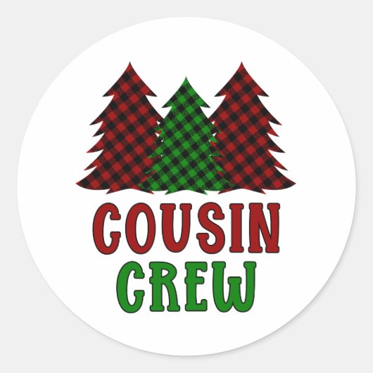 Sticker Rond Buffalo de l'équipage Cousin Plaid Christmas Tree (Devant)