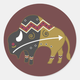 Sticker Rond Buffalo indien tribal