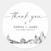 Sticker Rond Buffalo Merci Favor 3" (feuille de 6) (Devant)