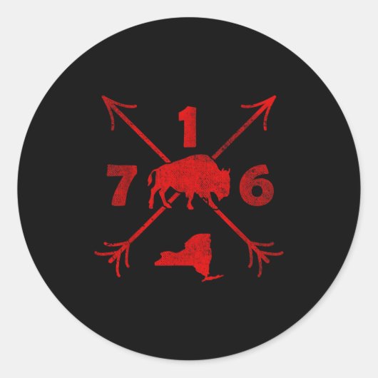 Sticker Rond Buffalo New York Ny _ Area Code 716 (Devant)